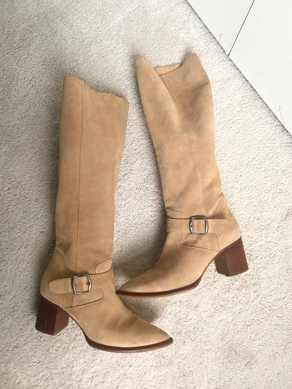 Free People slouchy tan suede tall boot size 7